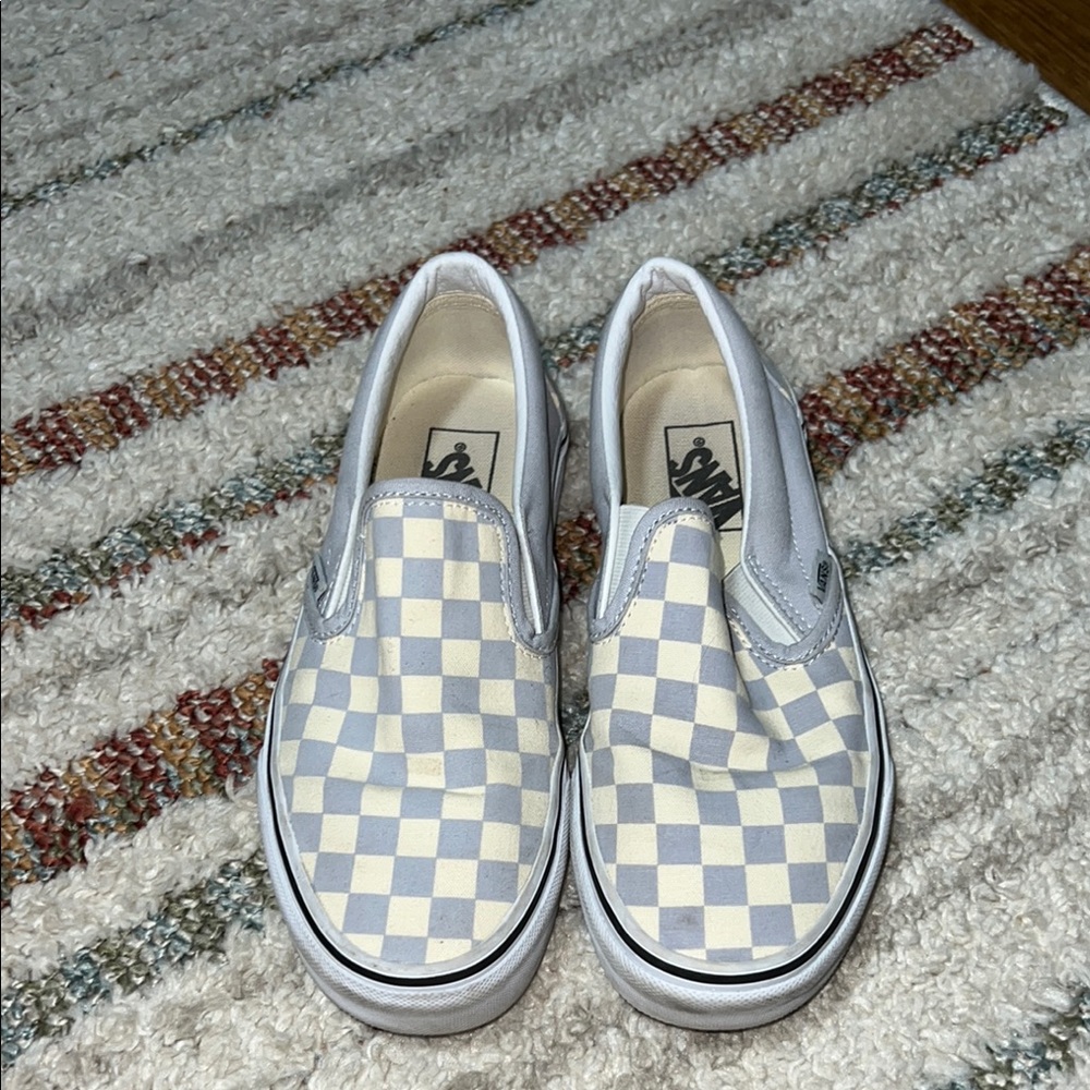 Vans Gray and Cream Checkerboard Slip-Ons
